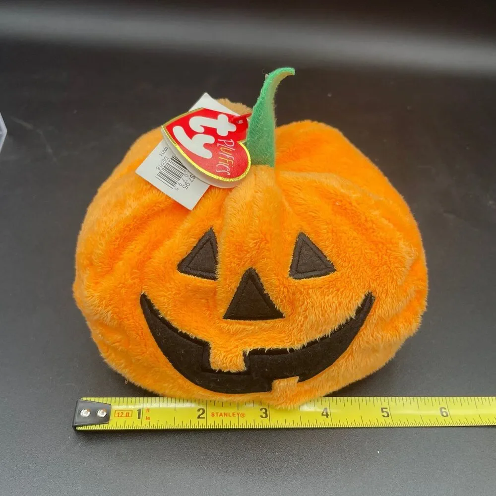 Ty Pluffies Spook The Pumpkin Halloween Plush Stuffed Animal 2004 w/ Hang Tags